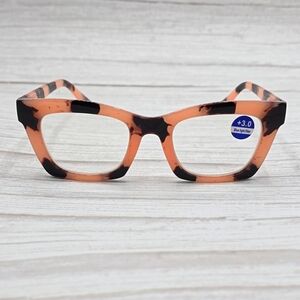 Tortoise Shell Salmon Pink Toned Readers +3.0 with Blue Light Filter